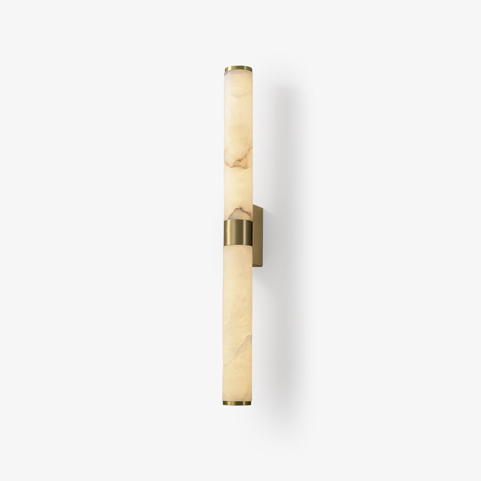 Natural Alabaster Line Wall Light Minimalist Vertical Brass LED Sconce for Hallways