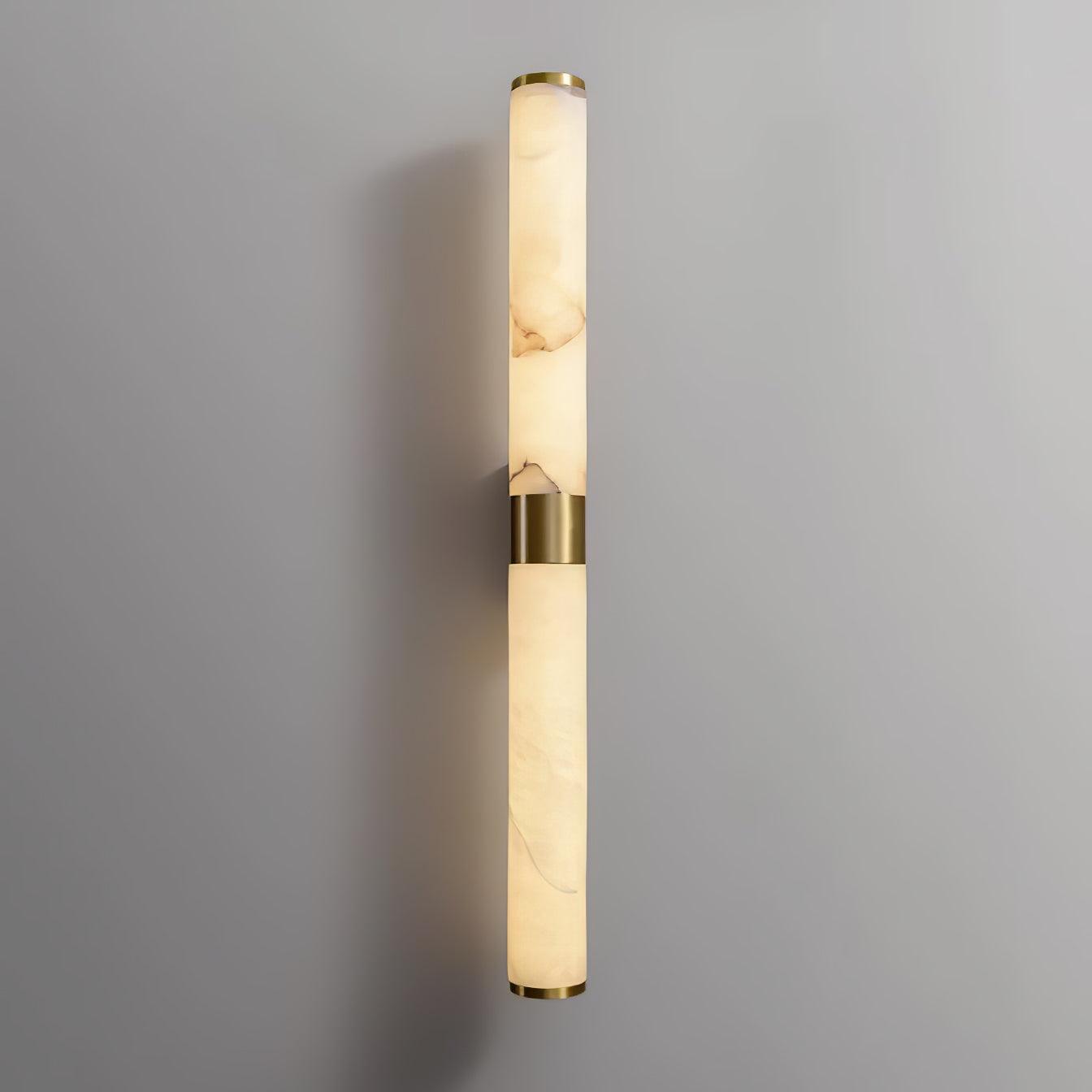 Natural Alabaster Line Wall Light Minimalist Vertical Brass LED Sconce for Hallways
