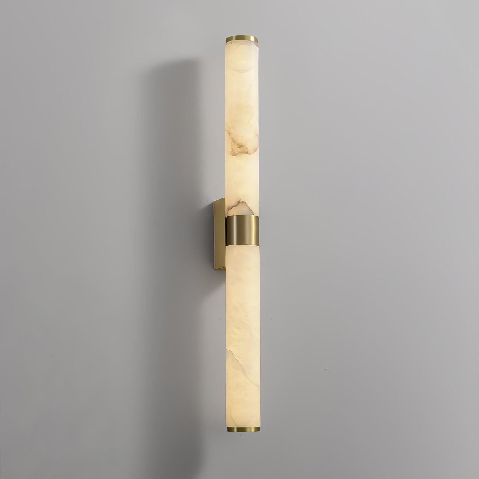 Natural Alabaster Line Wall Light Minimalist Vertical Brass LED Sconce for Hallways