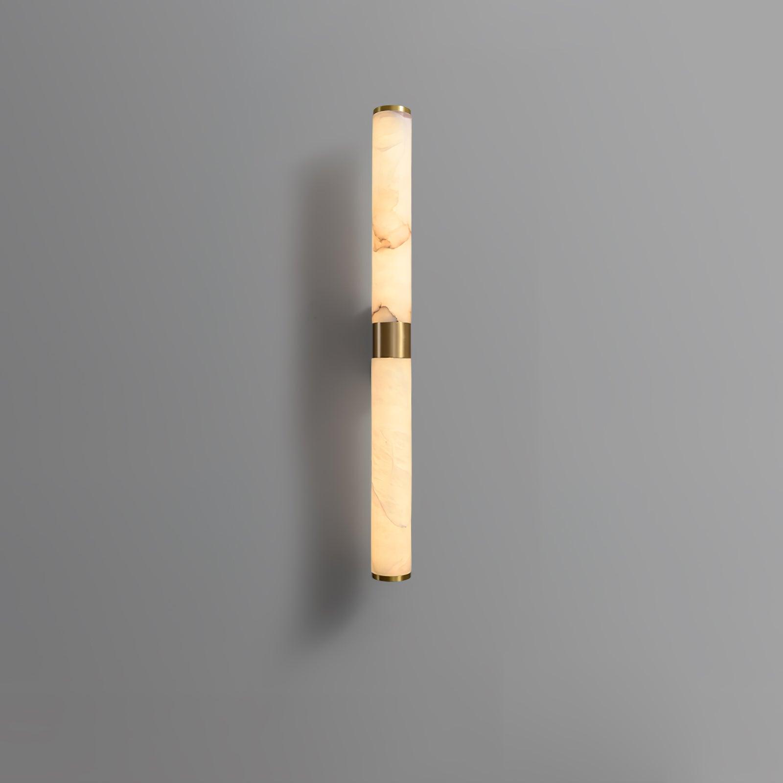 Natural Alabaster Line Wall Light Minimalist Vertical Brass LED Sconce for Hallways