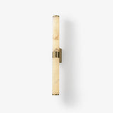 Natural Alabaster Line Wall Light Minimalist Vertical Brass LED Sconce for Hallways
