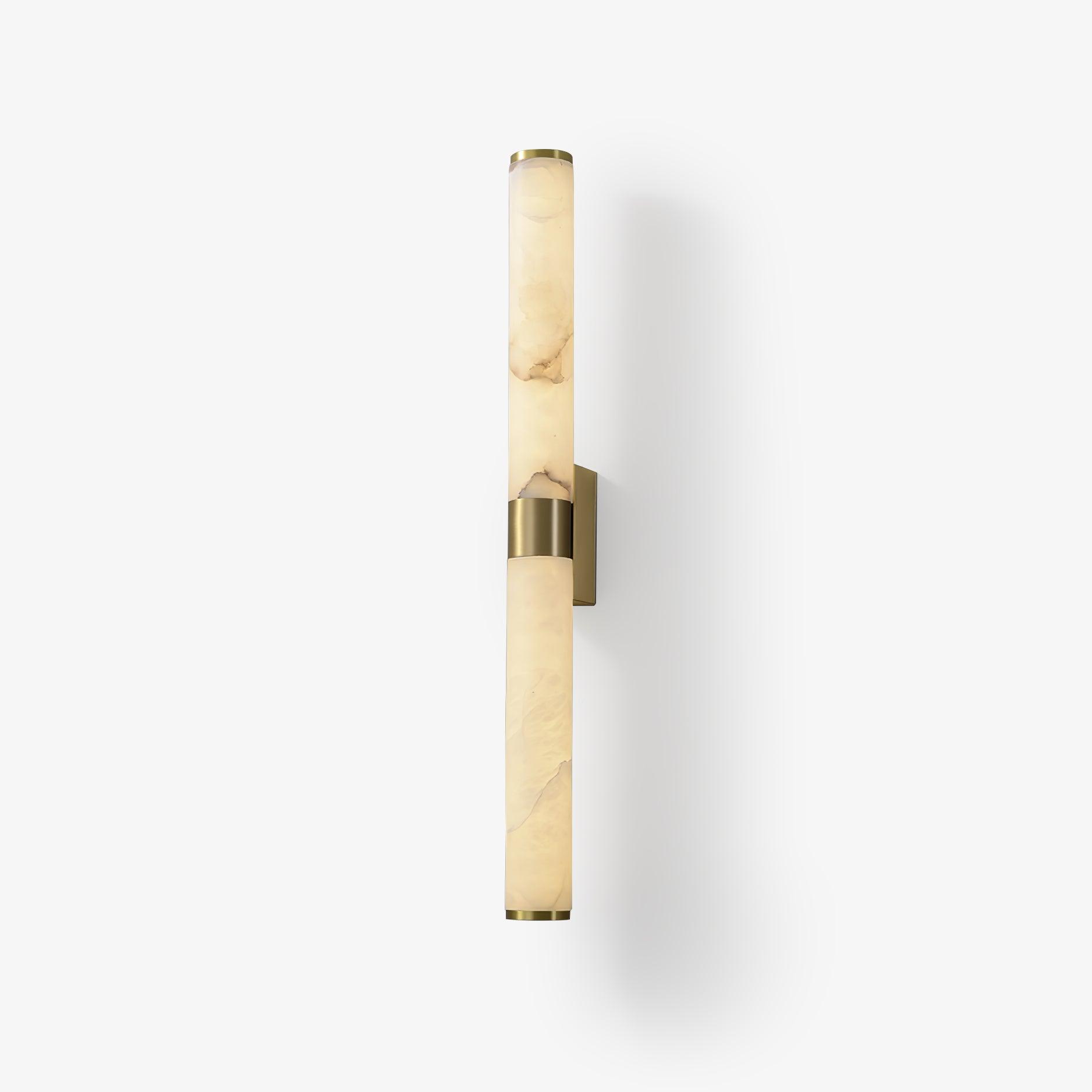 Natural Alabaster Line Wall Light Minimalist Vertical Brass LED Sconce for Hallways