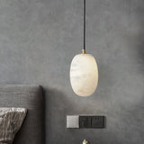 Natural Alabaster Stone Mini Pendant Light Brass Hanging Lamp for Indoor Lighting