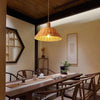 Natural Bamboo Bell Shaped Pendant Light Woven Farmhouse Ceiling Lamp Burlywood
