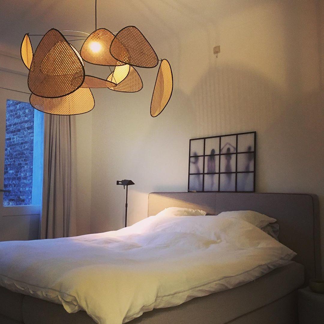Natural Bamboo Screen Cannage Rattan Chandelier Retro Industrial Suspension Light