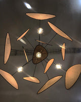 Natural Bamboo Screen Cannage Rattan Chandelier Retro Industrial Suspension Light