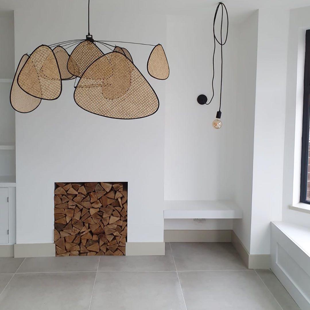 Natural Bamboo Screen Cannage Rattan Chandelier Retro Industrial Suspension Light