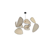 Natural Bamboo Screen Cannage Rattan Chandelier Retro Industrial Suspension Light