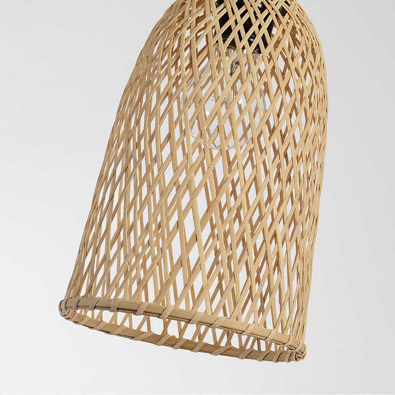 Natural Bamboo Triple Shade Farmhouse Chandelier with Real Tree Branch Hanging Pendant Light