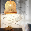 Natural Bamboo Woven Pendant Light Round Country Style Hanging Ceiling Lighting