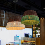 Natural Handmade Rattan Pendant Light Industrial Woven Chandelier for Kitchen and Dining Room
