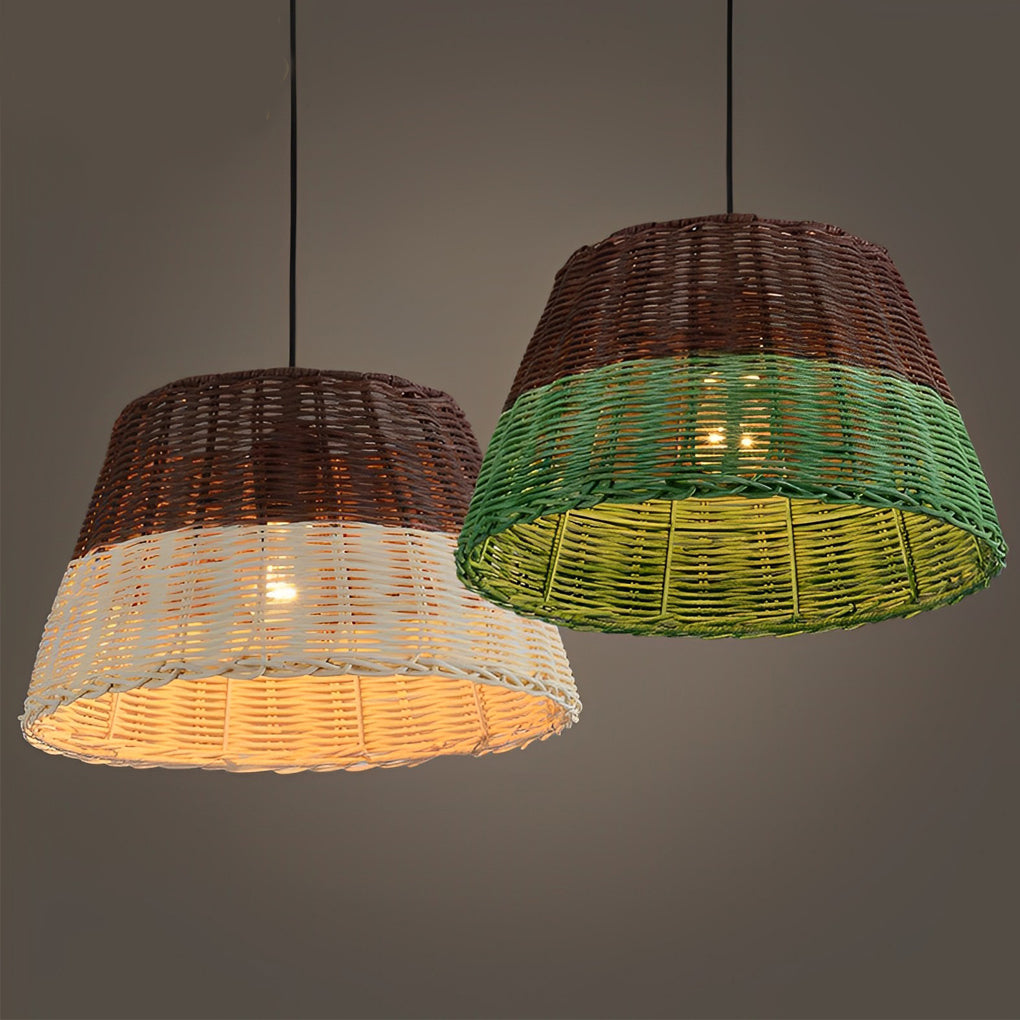 Natural Handmade Rattan Pendant Light Industrial Woven Chandelier for Kitchen and Dining Room