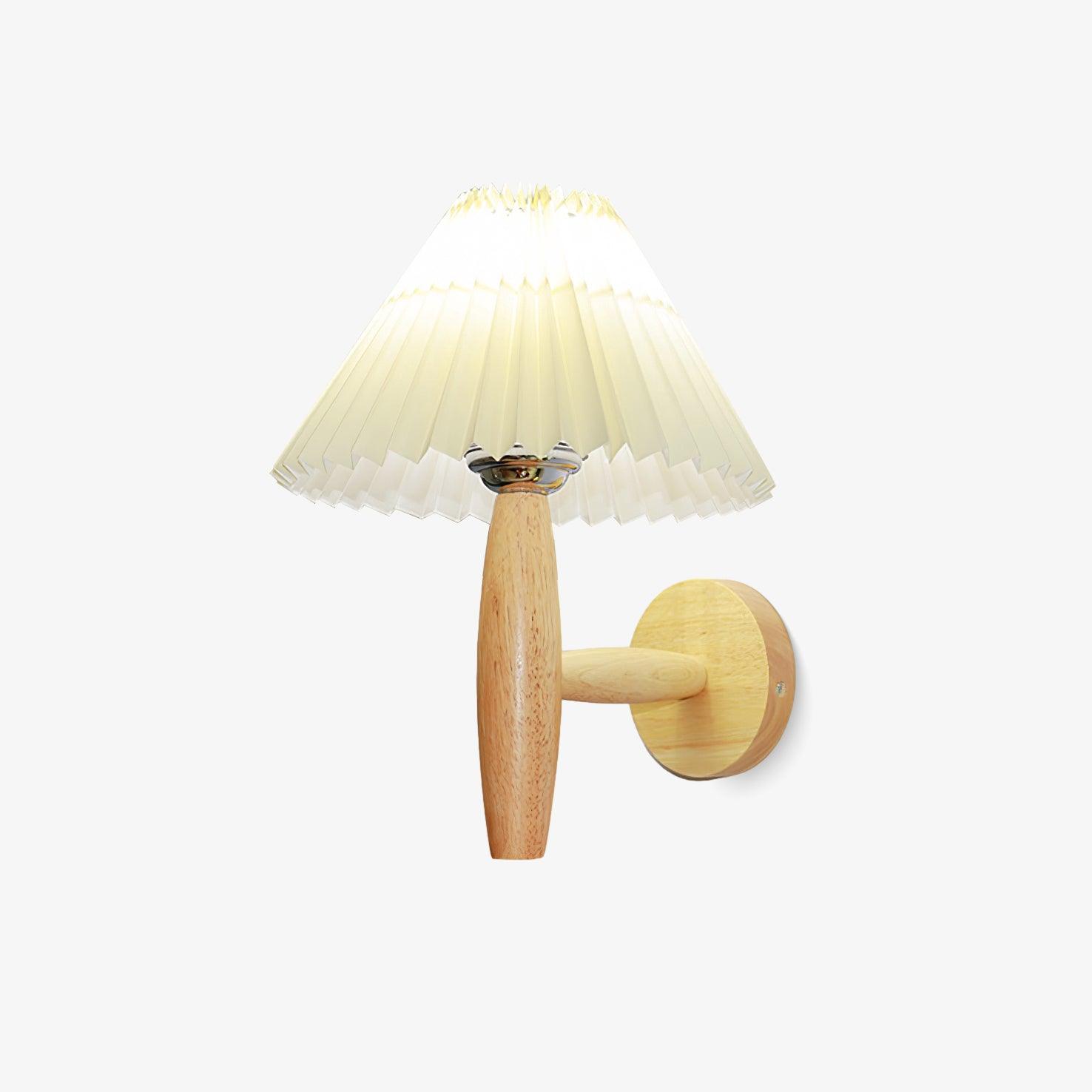 Natural Oak Wood Pleated Shade Wall Sconce Bracket Light for Modern Indoor Spaces
