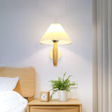Natural Oak Wood Pleated Shade Wall Sconce Bracket Light for Modern Indoor Spaces