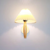 Natural Oak Wood Pleated Shade Wall Sconce Bracket Light for Modern Indoor Spaces