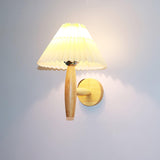 Natural Oak Wood Pleated Shade Wall Sconce Bracket Light for Modern Indoor Spaces