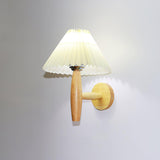 Natural Oak Wood Pleated Shade Wall Sconce Bracket Light for Modern Indoor Spaces
