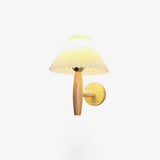 Natural Oak Wood Pleated Shade Wall Sconce Bracket Light for Modern Indoor Spaces