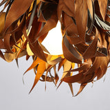 Natural Organic Dried Branch and Leaf Pendant Lamp Rustic Wood Leaf Chandelier