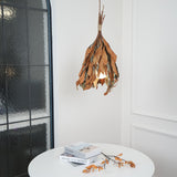 Natural Organic Dried Branch and Leaf Pendant Lamp Rustic Wood Leaf Chandelier