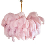 Natural Ostrich Feather Gasolier Chandelier with Polished Brass Frame for Luxury Interiors