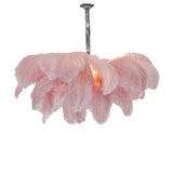 Natural Ostrich Feather Gasolier Chandelier with Polished Brass Frame for Luxury Interiors