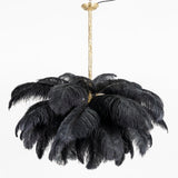 Natural Ostrich Feather Gasolier Chandelier with Polished Brass Frame for Luxury Interiors