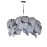 Natural Ostrich Feather Gasolier Chandelier with Polished Brass Frame for Luxury Interiors