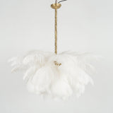 Natural Ostrich Feather Gasolier Chandelier with Polished Brass Frame for Luxury Interiors