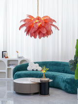 Natural Ostrich Feather Gasolier Chandelier with Polished Brass Frame for Luxury Interiors