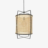 Natural Rattan Cane Webbing Pendant Light Handcrafted Bamboo Hanging Ceiling Lamp for Home Decor