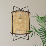 Natural Rattan Cane Webbing Pendant Light Handcrafted Bamboo Hanging Ceiling Lamp for Home Decor