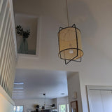 Natural Rattan Cane Webbing Pendant Light Handcrafted Bamboo Hanging Ceiling Lamp for Home Decor