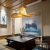 Natural Rattan Hat Shape Pendant Light 24 Inch Large Woven Hanging Fixture for Dining Room