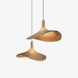 Natural Rattan Weave Hat Pendant Light Boho Style Woven Ceiling Hanging Lamp