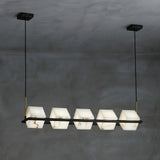 Natural Snowflake Alabaster Square Box Chandelier Lighting Fixture