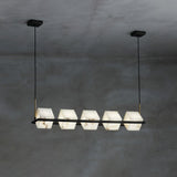 Natural Snowflake Alabaster Square Box Chandelier Lighting Fixture