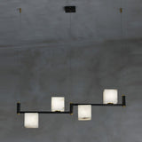 Natural Snowflake Alabaster Square Box Chandelier Lighting Fixture