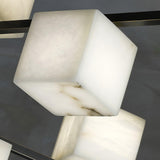 Natural Snowflake Alabaster Square Box Chandelier Lighting Fixture