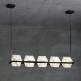 Natural Snowflake Alabaster Square Box Chandelier Lighting Fixture