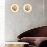 Natural Travertine Stone Round LED Wall Sconce Modern Minimalist Bedside Light