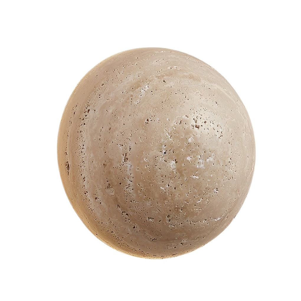 Natural Travertine Stone Round LED Wall Sconce Modern Minimalist Bedside Light