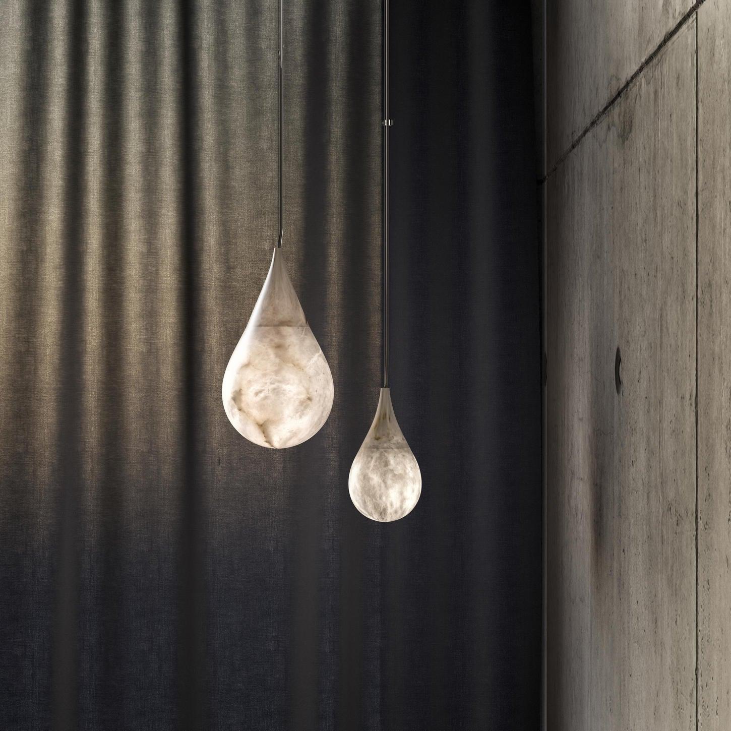 Natural White Marble Raindrop LED Pendant Light for Modern Luxury Interior Lighting Decor