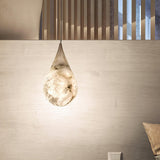 Natural White Marble Raindrop LED Pendant Light for Modern Luxury Interior Lighting Decor