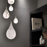 Natural White Marble Raindrop LED Pendant Light for Modern Luxury Interior Lighting Decor