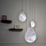Natural White Marble Raindrop LED Pendant Light for Modern Luxury Interior Lighting Decor