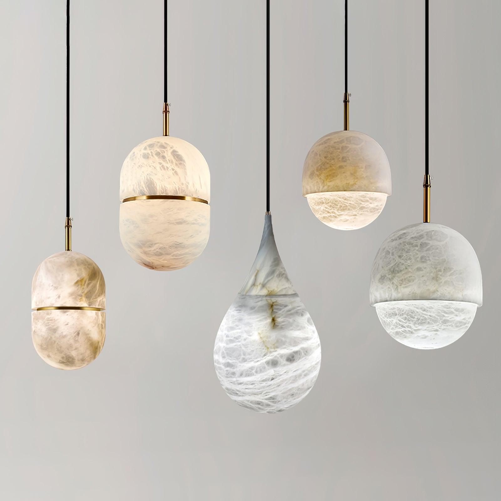 Natural White Marble Raindrop LED Pendant Light for Modern Luxury Interior Lighting Decor