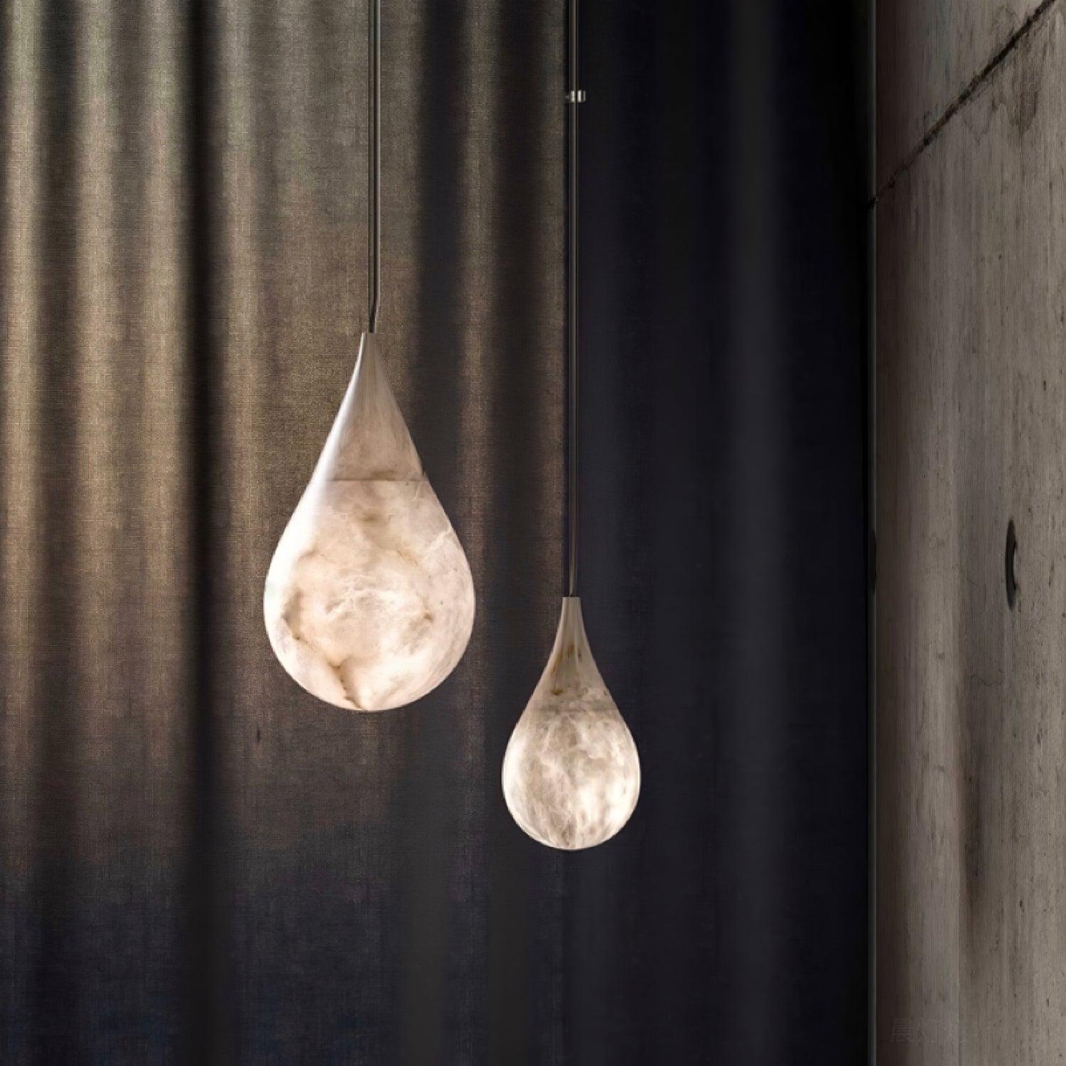 Natural White Marble Raindrop LED Pendant Light for Modern Luxury Interior Lighting Decor