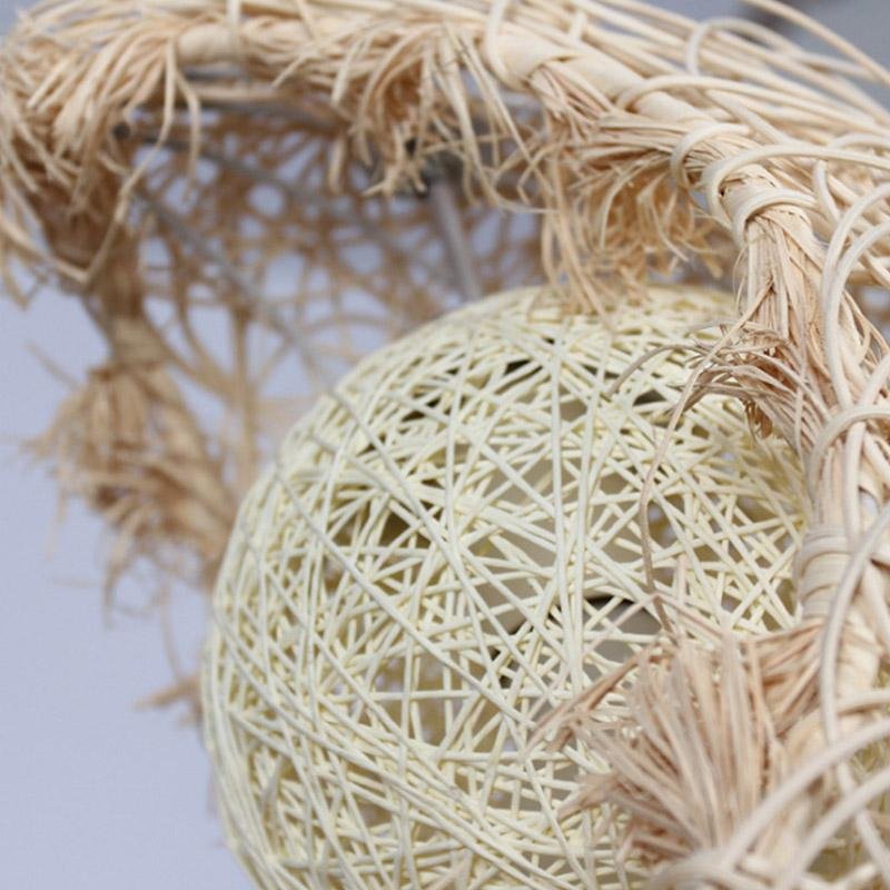 Natural Wicker Rattan Moon Pendant Light Farmhouse Boho Ceiling Hanging Lamp for Nursery Bedroom