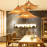 Natural Woven Bamboo Pendant Light Burlywood Coastal Ceiling Hanging Lamp for Kitchen and Dining Room